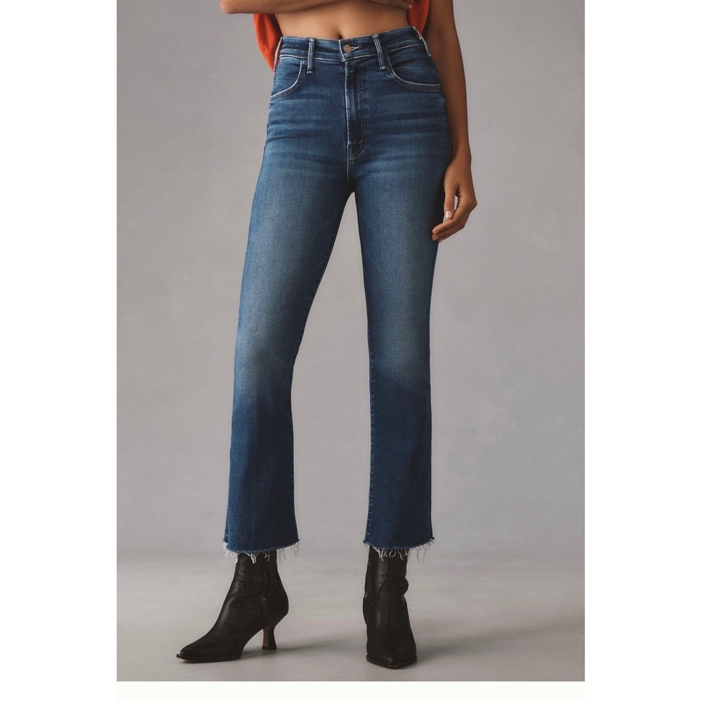 MOTHER‎ Hustler Ankle Fray Flare Jeans Sz 23 NWT Anthropologie Raw Hem Modal